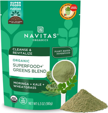 Navitas Organics Superfood+ Greens Blend For Detox Support (Moringa + Kale + Wheatgrass), 6.3Oz Bag, 30 Servings — Organic, Non-Gmo, Vegan, Gluten-Free, Keto & Paleo.…