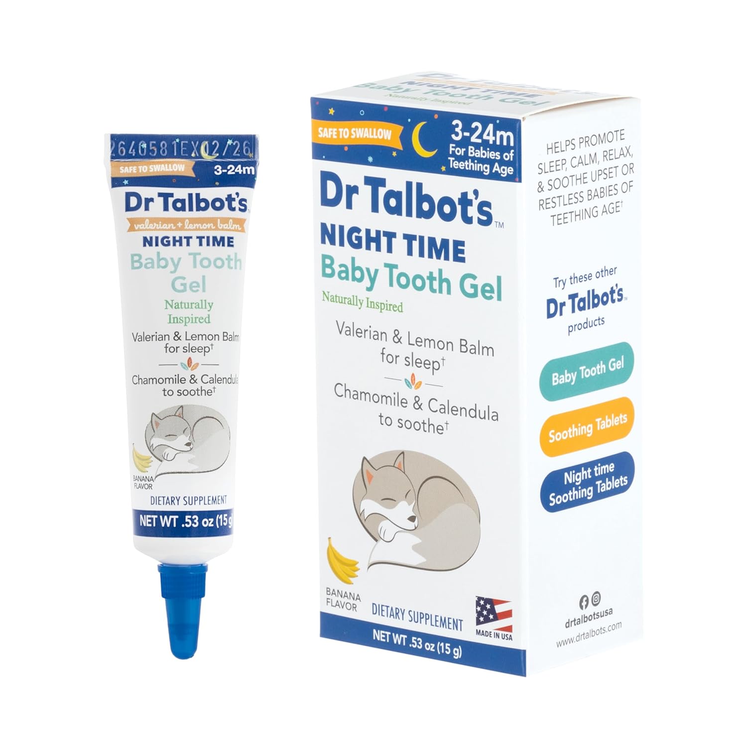 Dr. Talbot'S Night Time Baby Tooth Gel For Sore Gums - .53 Oz Tube - Banana Flavor - For Ages 3-24 Months