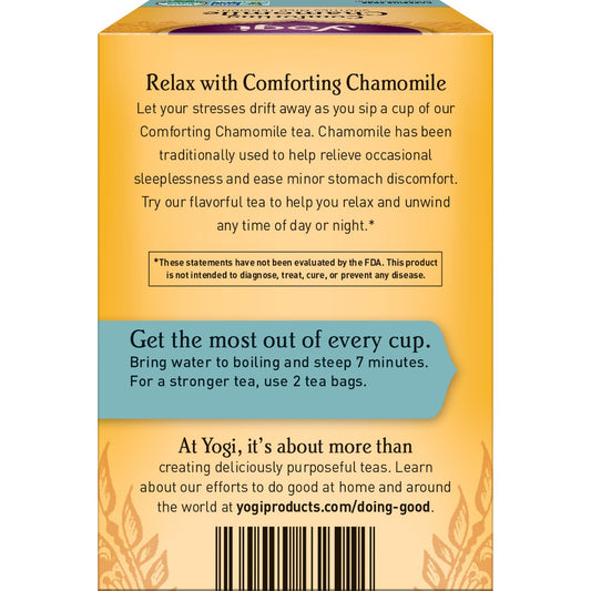 Yogi Tea Comforting Chamomile Tea - 16 Tea Bags Per Pack (4 Packs) - Organic Chamomile Tea Bags - Supports A Good Night'S Sleep & Occasional Stomach Discomfort - Made From Organic Chamomile Flower