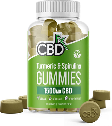Cbdfx 1500Mg High Strength Turmeric Spirulina Cbd Gummies 25Mg Turmeric 10Mg Spirulina 25Mg Cbd Per Gummy 60X Bottle (30 Days)