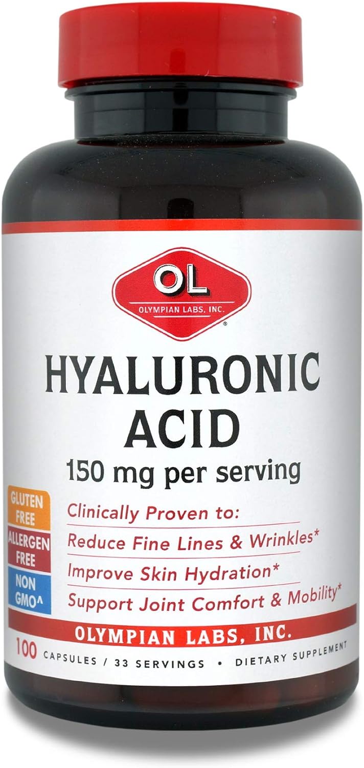 Olympian Labs Hyaluronic Acid 150mg | 99 Capsules | Support Healthy Connective Tissue and Joints - Promote Youthful Healthy Skin