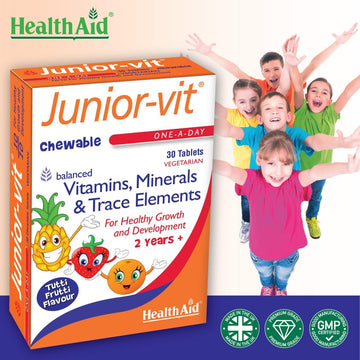 Healthaid Junior-Vit Chewable Multivitamins, 30 Vegetarian Tablets, Pack Of 1