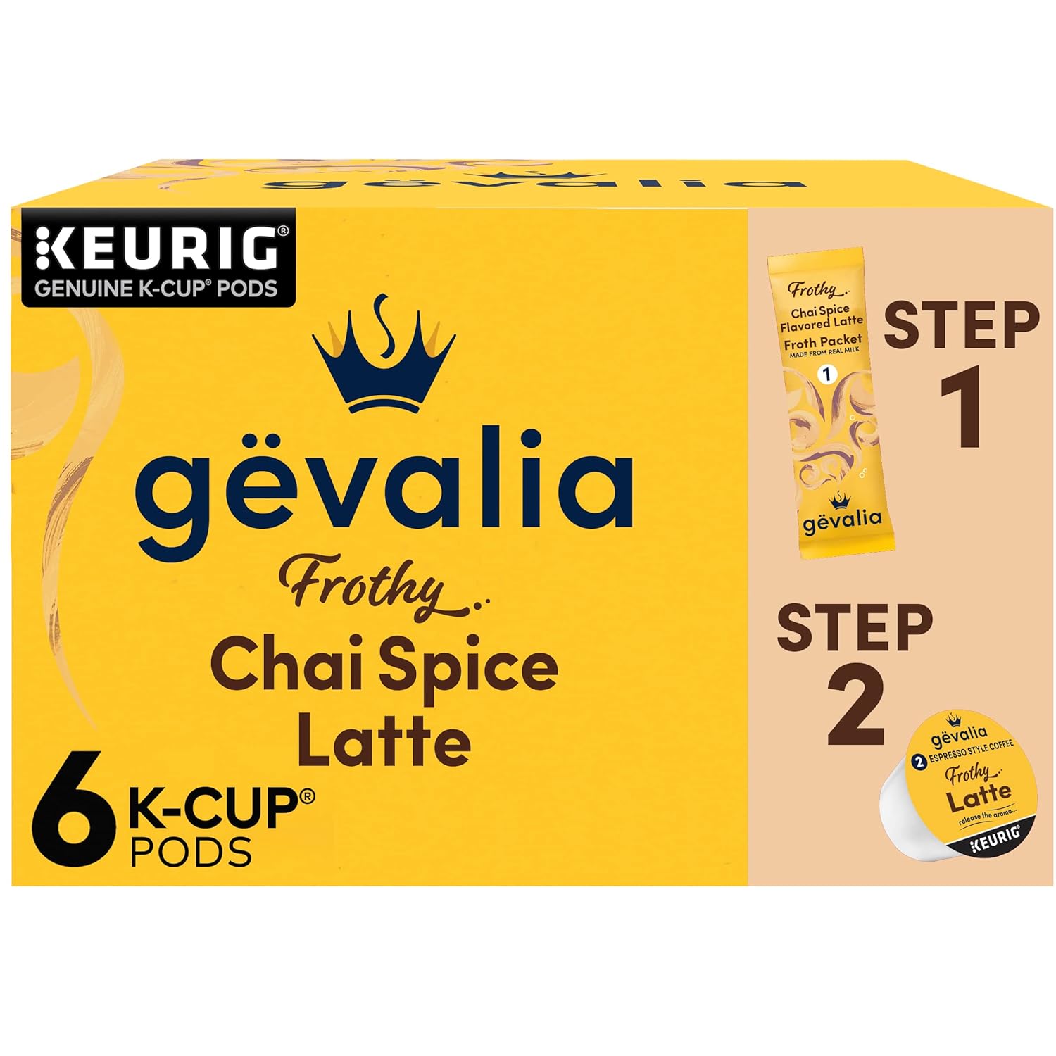 Gevalia -Chai Spice Flavored Latte Coffee (6 Pack, 5.64 oz each)