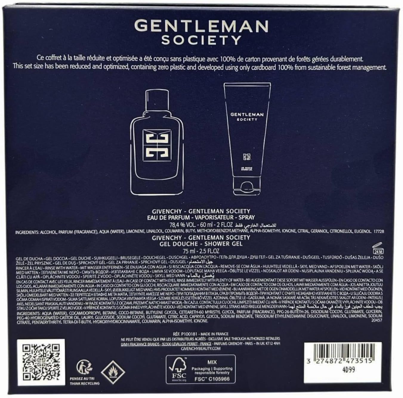 Givenchy Gentleman Society Set 60Ml Eau De Parfum Spray+75Ml Shower - 1 Set