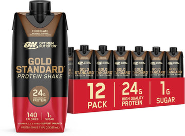 Optimum Nutrition Gold Standard Protein Shake, 24G Protein, Ready To Drink Protein Shake, Gluten Free, Vitamin C For Immune Support, Chocolate, 11 Fl Oz, 12 Count (Pack Of 1) (Packaging May Vary)