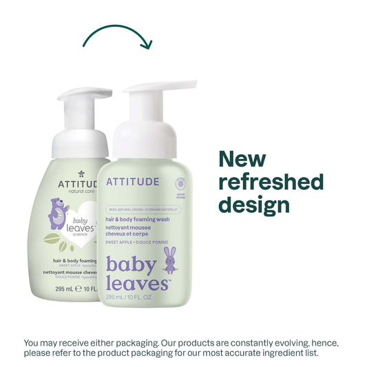 Bundle Of Attitude 2-In-1 Hair And Body Foaming Wash For Baby And Baby Body Lotion, Ewg Verified, Dermatologically Tested, Made With Naturally Derived Ingredients, Vegan, Pear Nectar