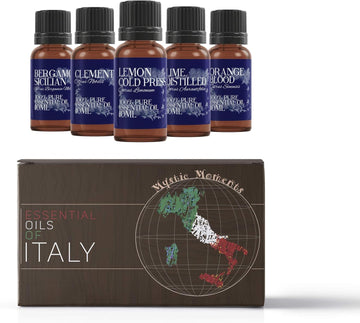 Mystic Moments | Essential Oils Of Italy Essential Oil Gift Starter Pack 5X10Ml | Bergamot Sicilian, Clementine, Lemon Cold Pressed, Lime Distilled, Orange Blood | Perfect As A Gift