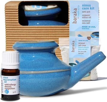 Sinus Care Kit: Complete Nasal Relief System With Ceramic Neti Pot, Essential Oil (5 Ml), Mineral Salt Rinse (2 Oz) - Ideal For Daily Nasal Cleansing, Congestion Relief & Sinus Health (Jade)