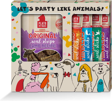 Plato Pet Treats Air Dried Dog Treats Celebration Gift Box - Gifting For All Occasions - 5-Count Dog Treats