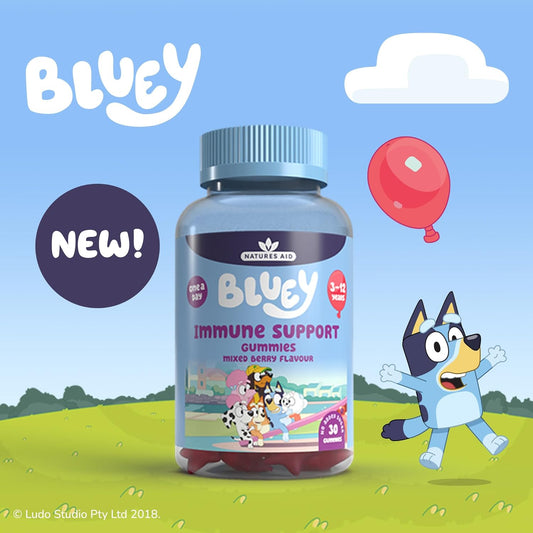 Bluey Kids Immune Support Gummies - Vitamin C, Zinc & Elderberry To Support Immunity And Immune System - Mixed Berry, No Added Sugar, Vegan, Gluten Free - 30 Gummys For Children Ages 3-12