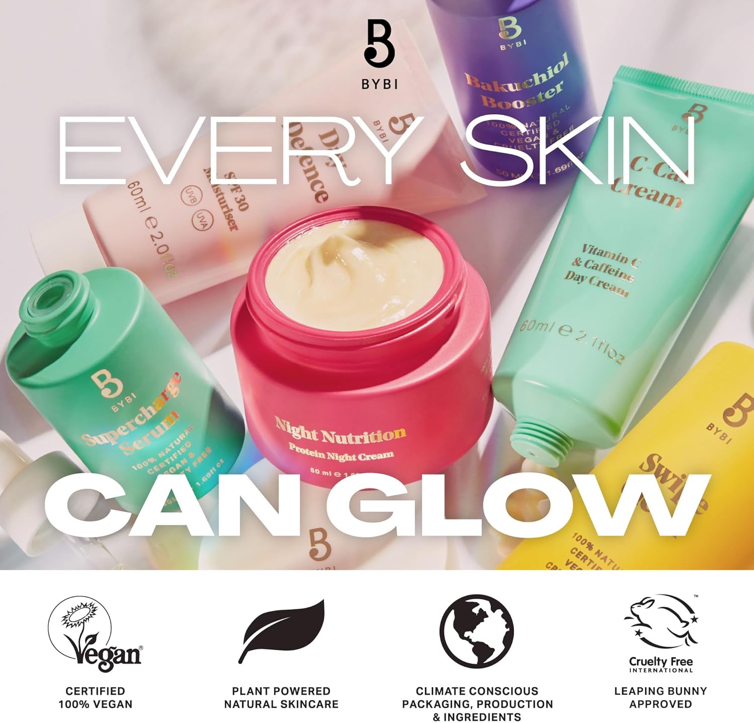 BYBI Beauty C-Caf Vitamin C Face Cream - Reduces Puffiness, Hyperpigmentation & Scars - Brightening & Hydrating - Antioxidant-Rich Matcha & Caffeine - Shea Butter, Glycerin, Squalane - Vegan - 60ml : Amazon.co.uk: Beauty