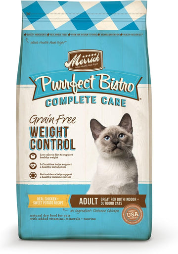 Merrick Purrfect Bistro Grain Free Natural Dry Cat Food For Adult Cats, Complete Care Weight Control Recipe - 4 Lb. Bag