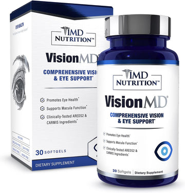 1MD Nutrition VisionMD Eye Vitamin CARMIS - Eye Supplement for Adults - with OptiLut Lutein & Zeaxanthin - Supports Vision Health Care, Everyday Eye Strain, & Occasional Dry Eye - 30 Softgels