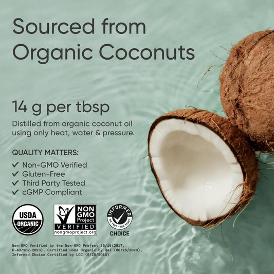 Sports Research® MCT Oil made from Organic Coconut Oil - Brain & Body Fuel with Full Spectrum MCTs - Great in Keto Coffee & Protein Shakes - Vegan Certified, Non-GMO, Unflavored (128 Ounce)