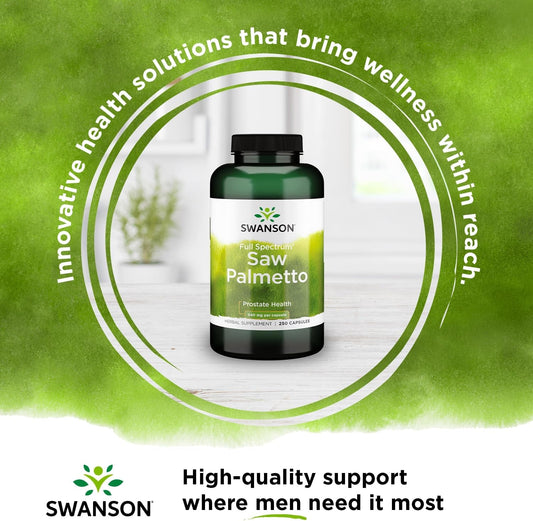 Swanson Saw Palmetto Herbal Supplement for Men Prostate Health Hair Supplement Urinary Health 540 mg 250 Capsules