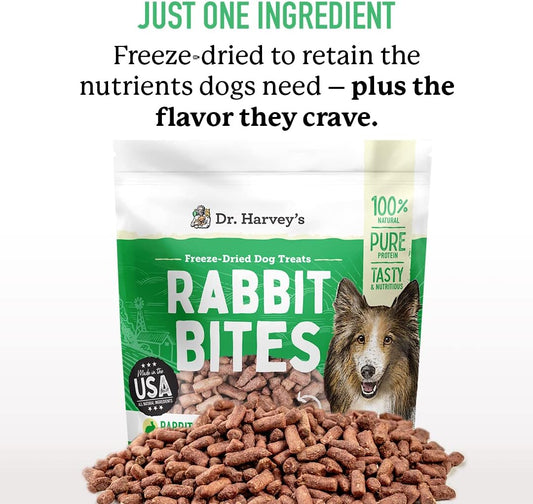 Dr. Harvey'S Rabbit Bites Freeze Dried Dog Training Treats With Rabbit Meat For Dogs, 7 Ounces (1 Pack)