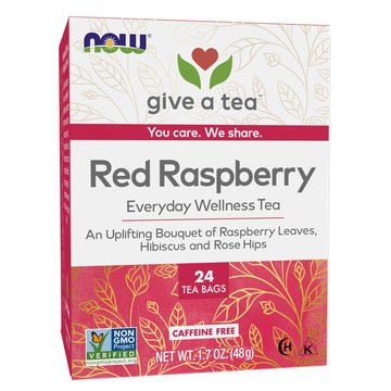 Now Foods, Women'S Righteous Raspberry Tea, Floral Bouquet Of Raspberry Leaves, Hibiscus And Rose Hips, Caffeine-Free, Premium Unbleached Tea Bags With No-Staples Design, 24-Count