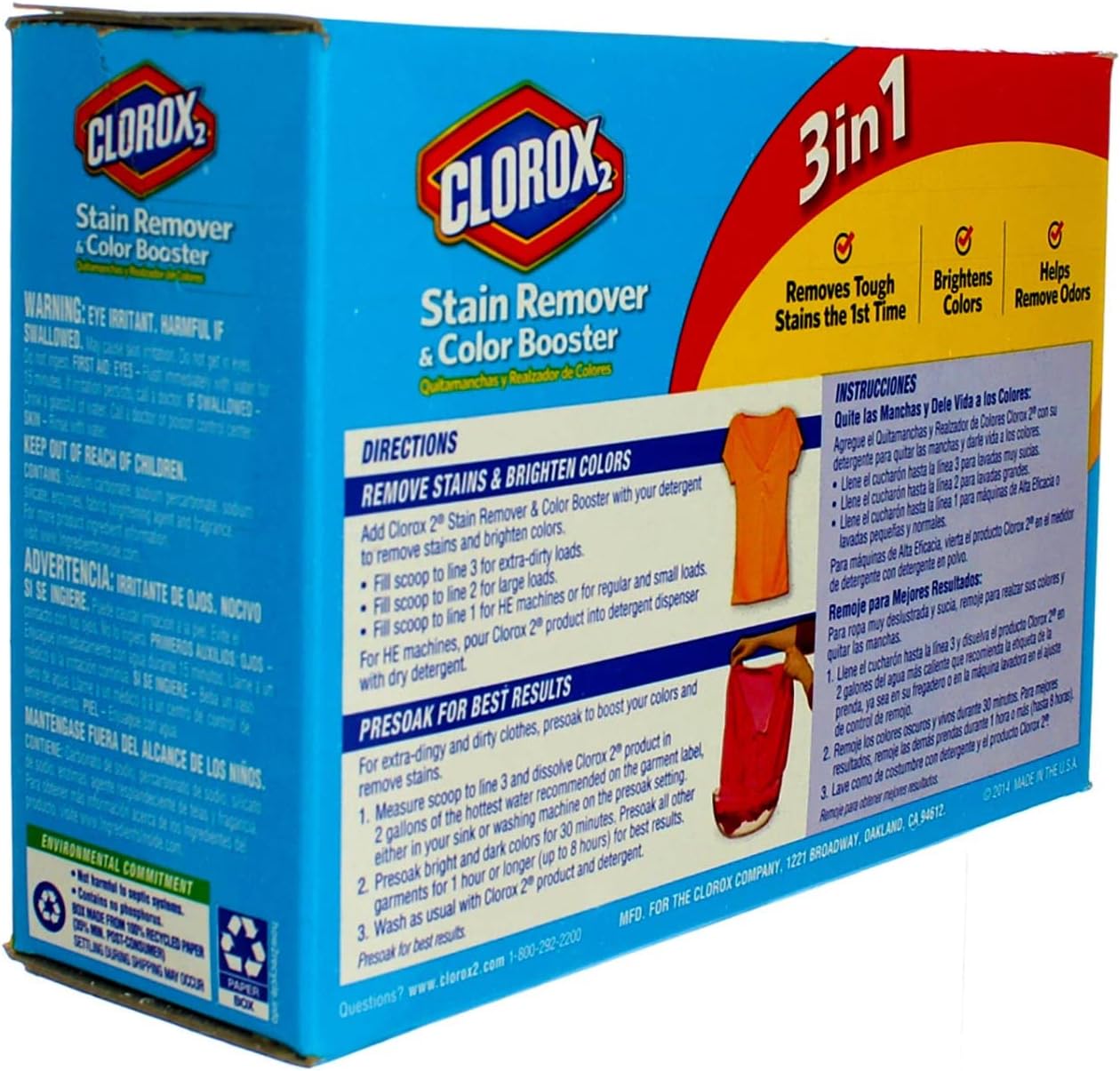 Clorox 2 Laundry Stain Remover and Color Booster Powder, 49.2 Ounce (Pack of 2) : Health & Household
