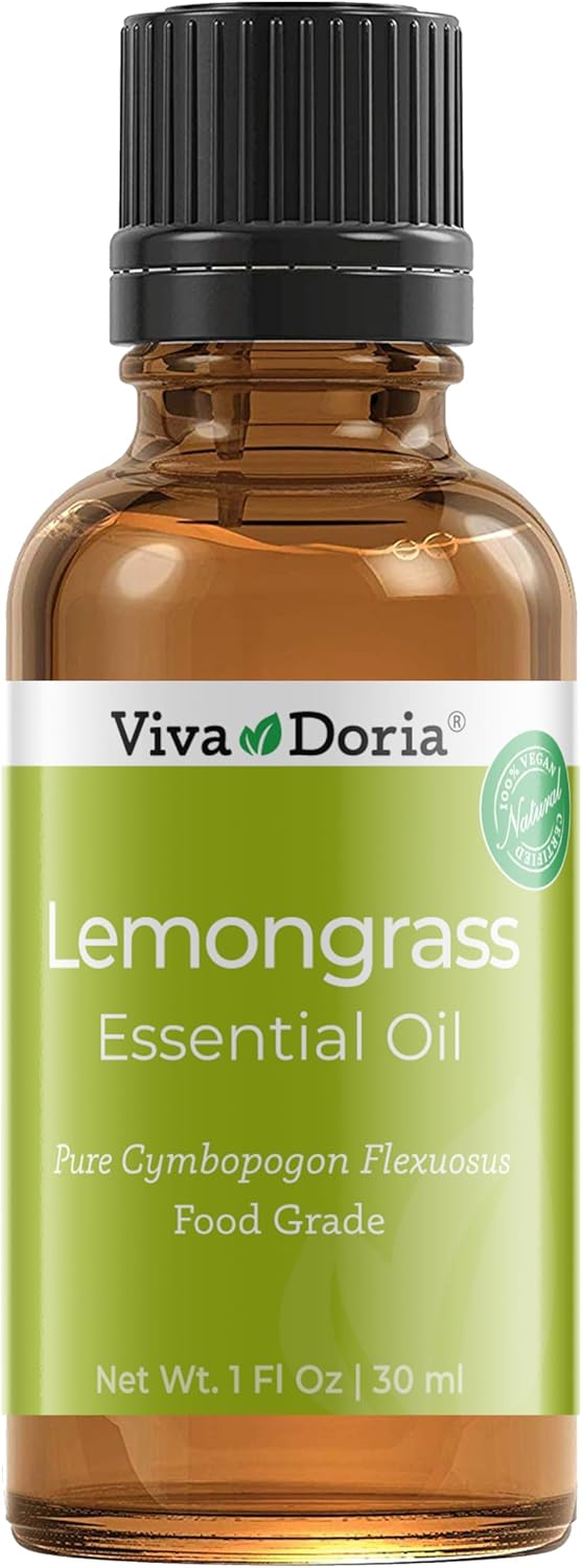 Viva Doria 100% Pure Lemongrass Essential Oil, Undiluted, Food Grade, Guatemalan Lemongrass Oil 30 Ml (1 Fl Oz)