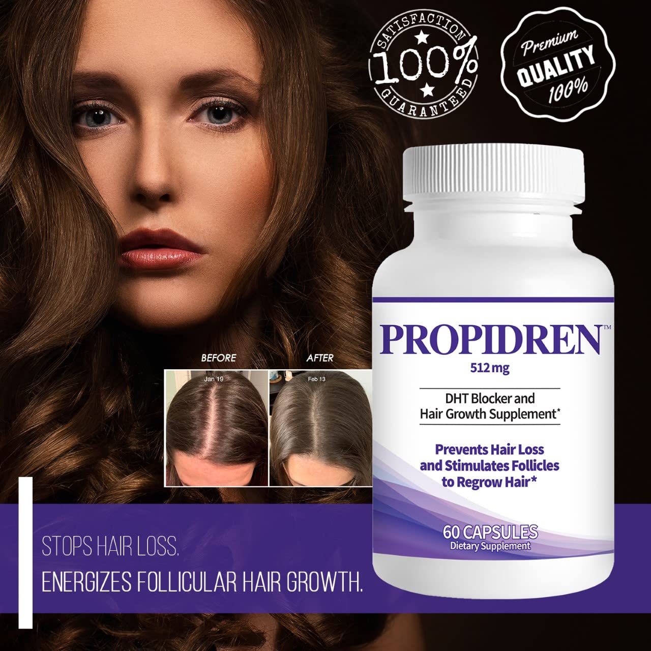 Propidren By Hairgenics - Dht Blocker & Hair Growth Capsules To Prevent Hair Loss & Stimulate Hair Follicles, To Stop Hair Loss & Regrow Hair. Proprietary Anti-Hair Loss & Hair Regrowth Treatment. : Beauty & Personal Care