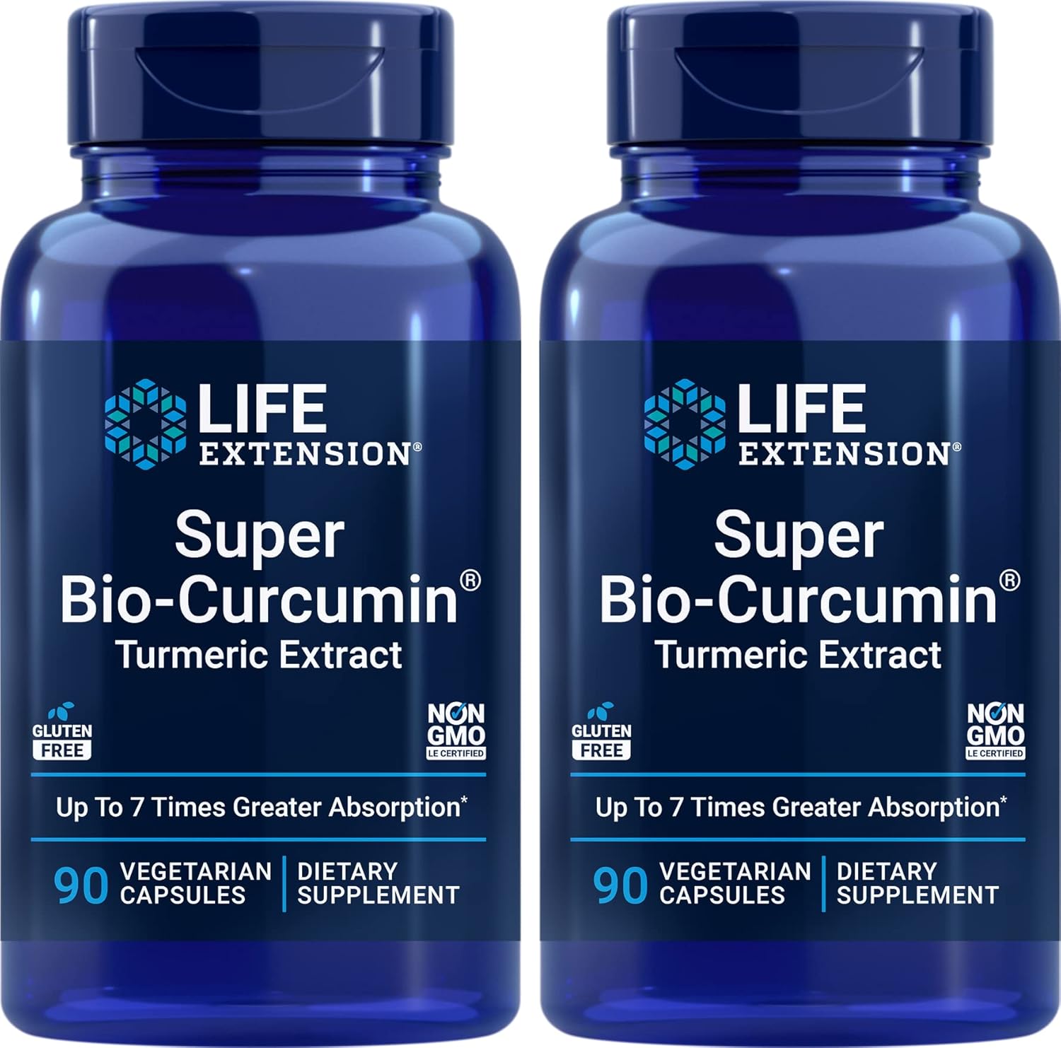Life Extension Super Bio-Curcumin Turmeric Extract 400mg, 90 Veg Caps (Pack of 2) - Vegetarian Capsule - Non-GMO - Highly Absorbable