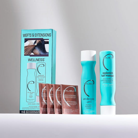 Malibu C Wefts & Extensions Wellness Hair Collection - Hair Care For Extensions & Wefts Maintenance - Reduces Hair Breakage For Natural Looking Extension Connections