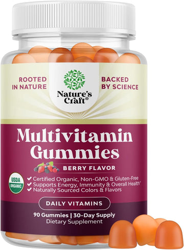 Usda Organic Multivitamin For Women And Men - Vegan Organic Multivitamin For Men Gummies With Zinc & B Complex Vitamins For Enhanced Energy Immunity & Daily Wellness - Vegan And Non-Gmo (1 Month)