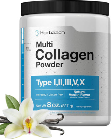 Horbäach Multi Collagen Powder 8Oz | Vanilla Flavored | Hydrolyzed Collagen Peptides, Protein Supplement | Non-Gmo, Gluten Free By Horbaach