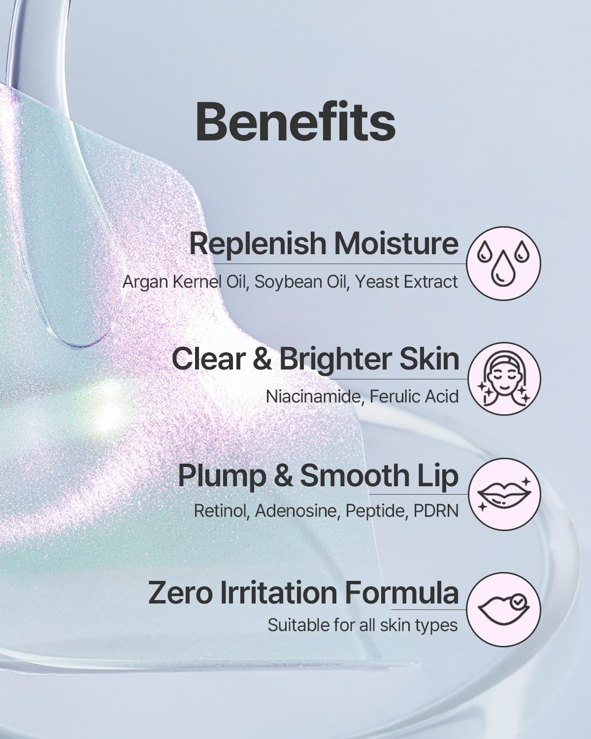 Petitfee Aura Quartz Hydrogel Lip Mask 5Ea - Moisturizing Lip Mask With Retinol, Peptide, Collagen, Pdrn, Bakuchiol, Anti-Aging Lip Care For Dry Lips, Reduces Laugh Lines, Smooth And Plump Lips