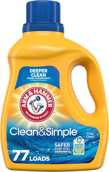 Arm & Hammer Clean & Simple, 77 Loads Liquid Laundry Detergent, 100.5 Fl Oz