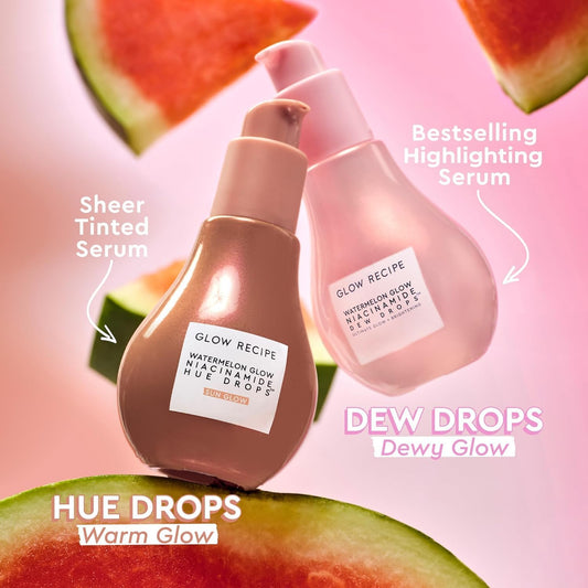 Glow Recipe Watermelon Glow Niacinamide Dew Drops Face Serum - Hydrating Hyaluronic Acid Skincare Serum, Makeup Primer & Liquid Highlighter For Dewy, Glowing Skin - Brightening Face Serums (40Ml)