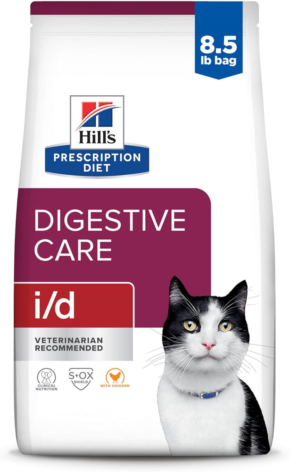 Hill'S Prescription Diet I/D Digestive Care Chicken Flavor Dry Cat Food, Veterinary Diet, 8.5 Lb. Bag