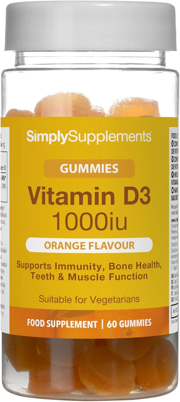 Vitamin D Gummies | 25mcg / 1000iu of Vitamin D3 | One a Day Supplement | Orange Flavour | 60 Gummies