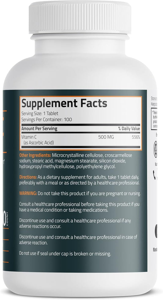 Bronson Vitamin C 500 Mg Supports A Healthy Immune System & Antioxidant Protection, Non-Gmo, 100 Vegetarian Tablets