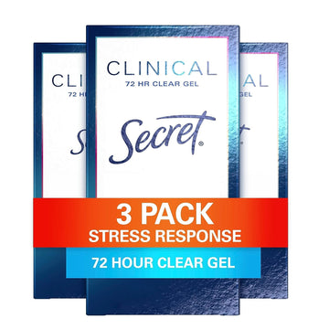 Secret Clinical Strength Clear Gel Antiperspirant And Deodorant, Stress Response, 1.6 Oz (Pack Of 3)