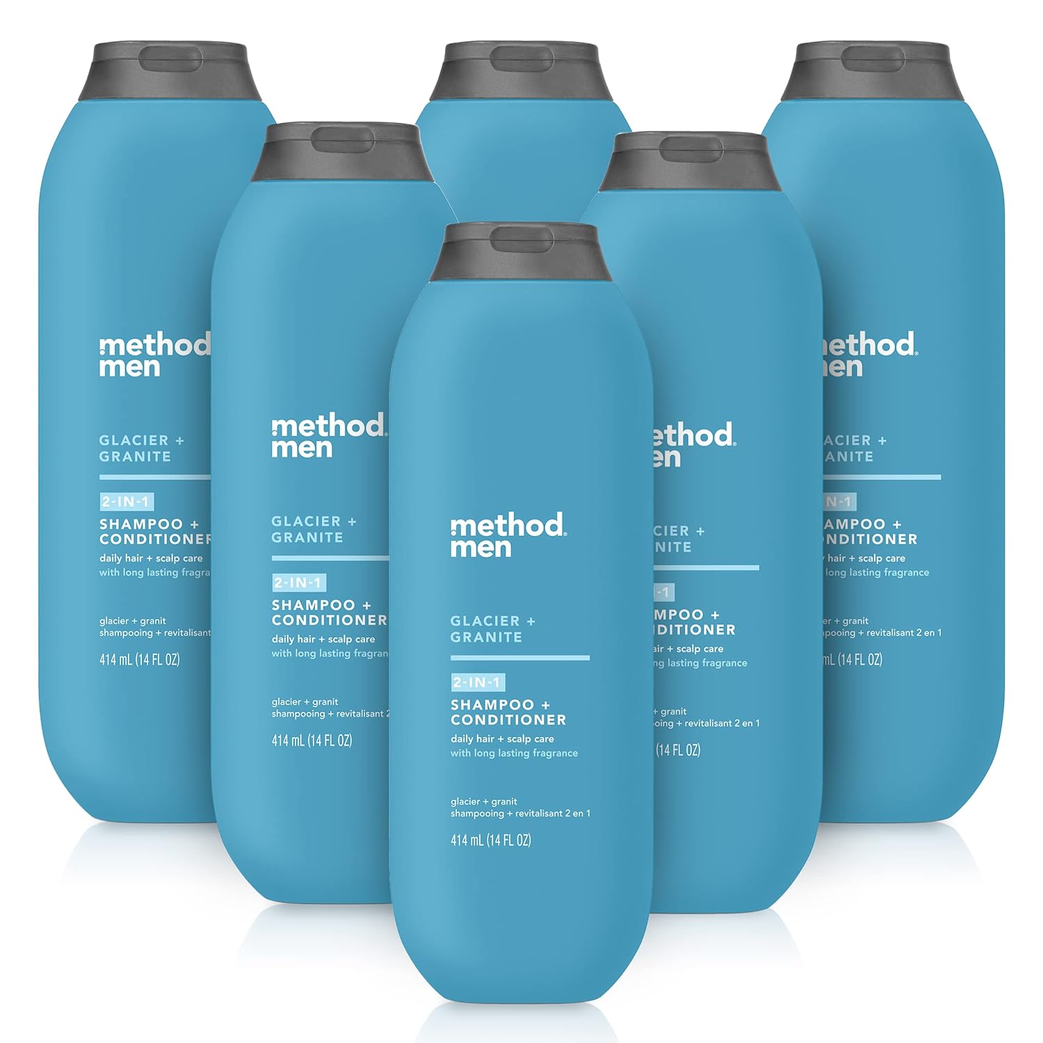 Method Men 2 In 1 Shampoo And Conditioner; Glacier + Granite; 14 Oz; 6 Pack