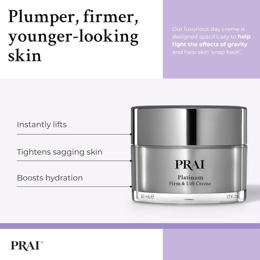 Prai Platinum Firm & Lift Night Creme 50Ml - Nourishing & Hydrating Overnight Moisturiser With Platinum, Shea Butter, Vitamin A - Plumps, Firms, Brightens - Reduces Appearance Of Wrinkles & Fine Lines