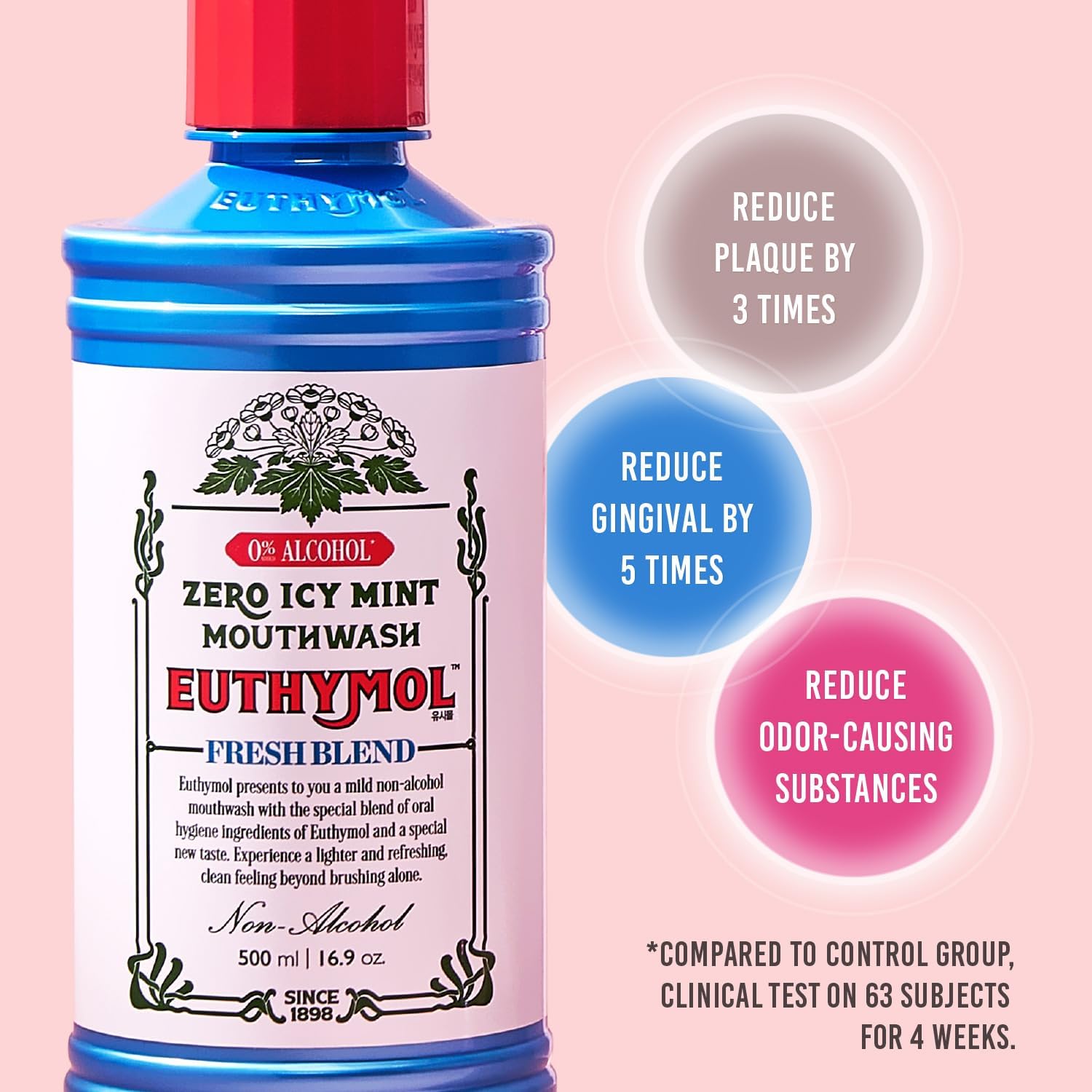 Euthymol Mouthwash Mild Mint 500ml, Contains Flouride, Alcohol-Free, Distinctive Strong Taste Flavour, Reduce Plaque Gingival Clean Healty Teeth Gums, Freshens Breath Refreshing Daily Oral Dental Care : Amazon.co.uk: Health & Personal Care