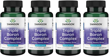 Swanson Triple Boron Complex - Natural Bone Health '&' Joint Support - Mineral Supplement Featuring Citrate, Aspartate '&' Glycinate - (250 Capsules) 4 Pack
