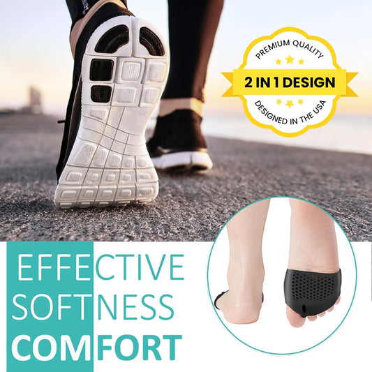 JUMPOW Metatarsal Pads for Men & Women, 2 Pack Ball of Foot Cushions, Gel Toe Separator Spacers, Soft & Durable, Great for Mortons Neuroma, Blisters, Callus, Metatarsal Foot Pain Relief