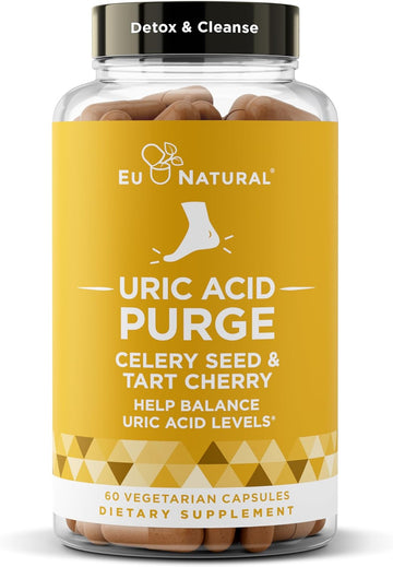 Purge! Uric Acid Flush – Eat & Drink What You Want – Detox And Cleanse With Celery Seed Extract, Tart Cherry & Chanca Piedra For Effective Joint Support & Active Mobility – 60 Soft Vegan Capsules