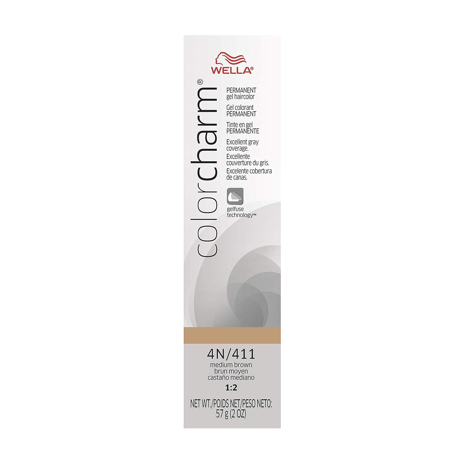 Colorcharm Permanent Gel, Hair Color For Gray Coverage, 4N Medium Brown