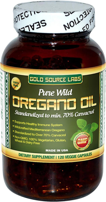 Wild Oregano Oil Capsules - 120 Liquid Veggie Softgels - Pure Standardized Wild Oregano Leaf Extract offers 70% Carvacrol (32 mg) for Immune System Health - Non GMO, Vegan, Gluten Free