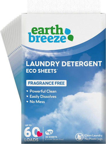 Earth Breeze Laundry Detergent Sheets - 360 Detergent Sheets (12 Pack) - 30 Sheets Per Pack - 720 Loads - Concentrated Liquidless Laundry Soap - No Plastic Jug - Fragrance-Free Scent
