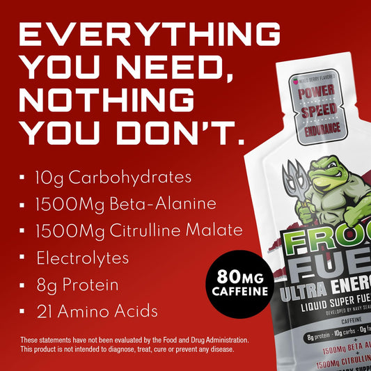 Frog Fuel Ultra Energized Pre Workout Shot, 80mg Caffeine, 1500mg Beta