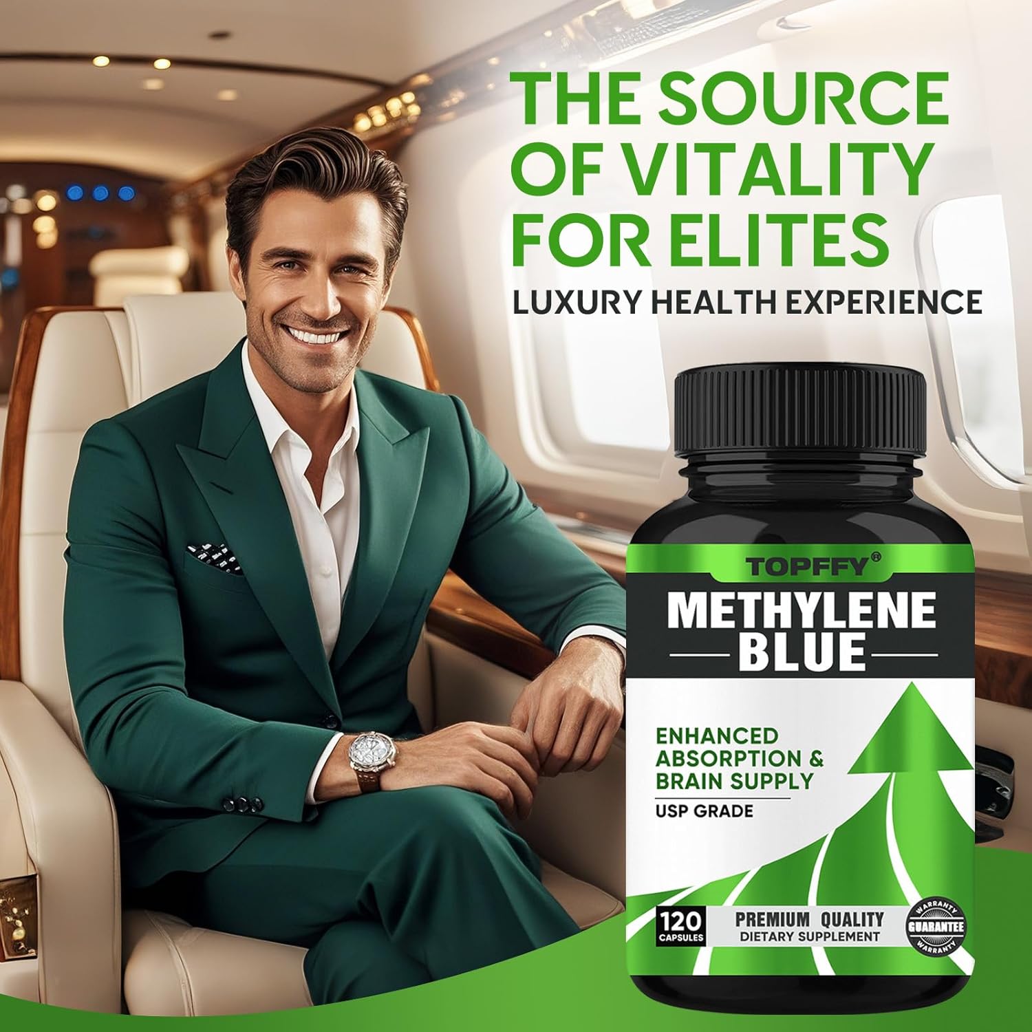 Topffy Methylene Blue (Usp Grade), 120 Capsules Maximum Absorption Pharmaceutical Grade Supplement, Support Antioxidant, Anti-Aging, Cognition And Energy : Health & Household