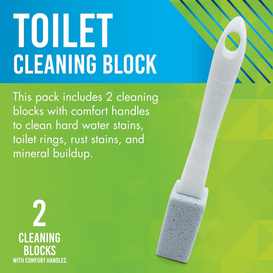 Summit Brands Earthstone Toilet Cleaning Block With 9" Ez-Grip Built-In Handle, Removes Hardwater And Rust Stains, 2-Pack