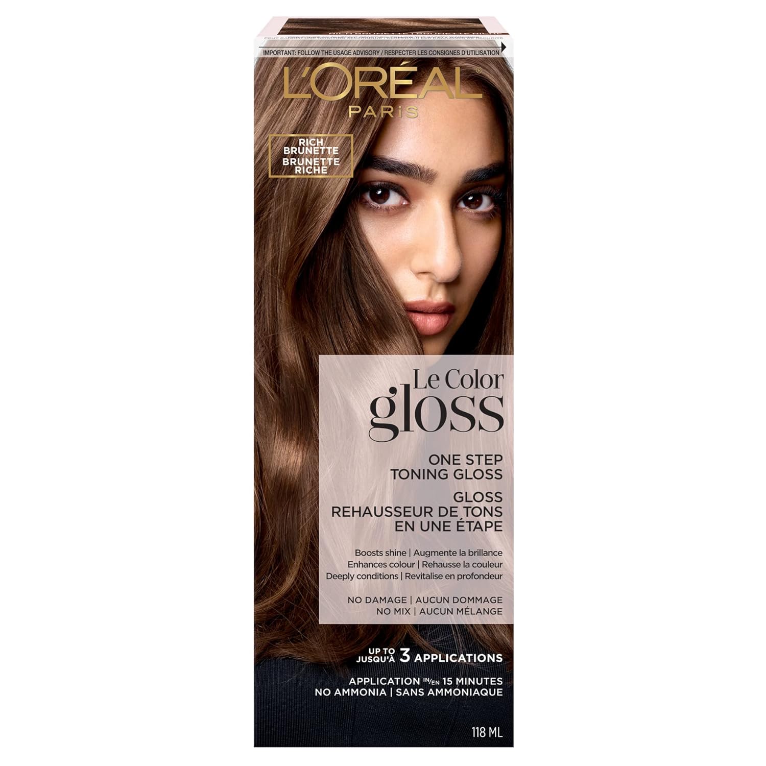 L'Oreal Paris Le Color One Step Toning Hair Gloss, Rich Brunette, 4 Ounce