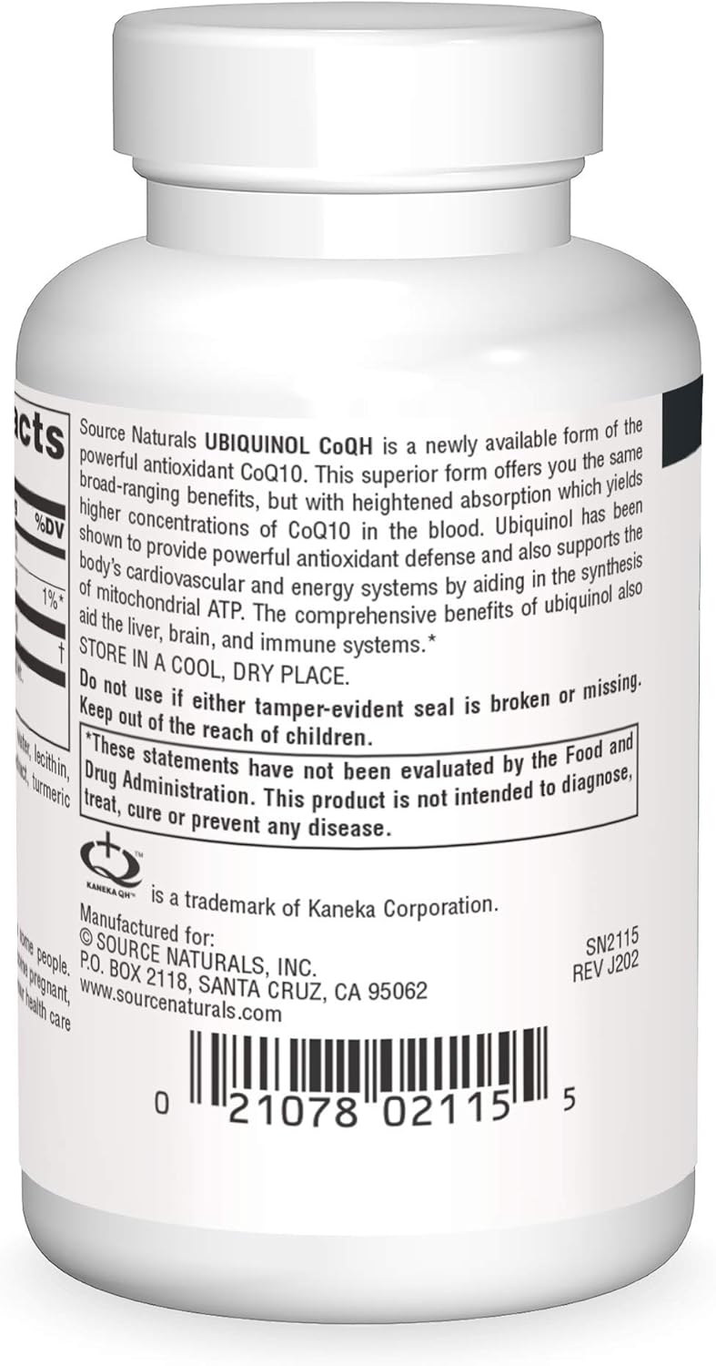Source Naturals Ubiquinol CoQH 100mg Serving - 30 Softgels