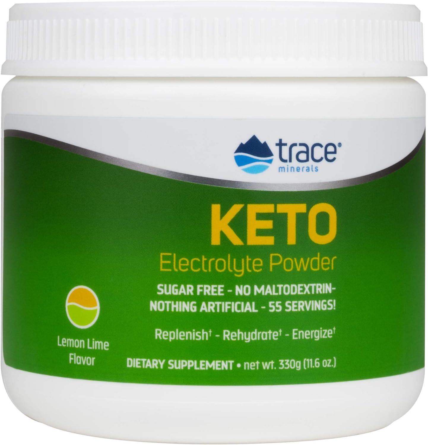 Trace Minerals | Keto Electrolyte Powder | Sugar Free, Full Spectrum | Avoid Dehydration & Muscle Cramps | Promotes Energy And Endurance | Gluten Free, Vegan | Lemon Lime | 55 Servings